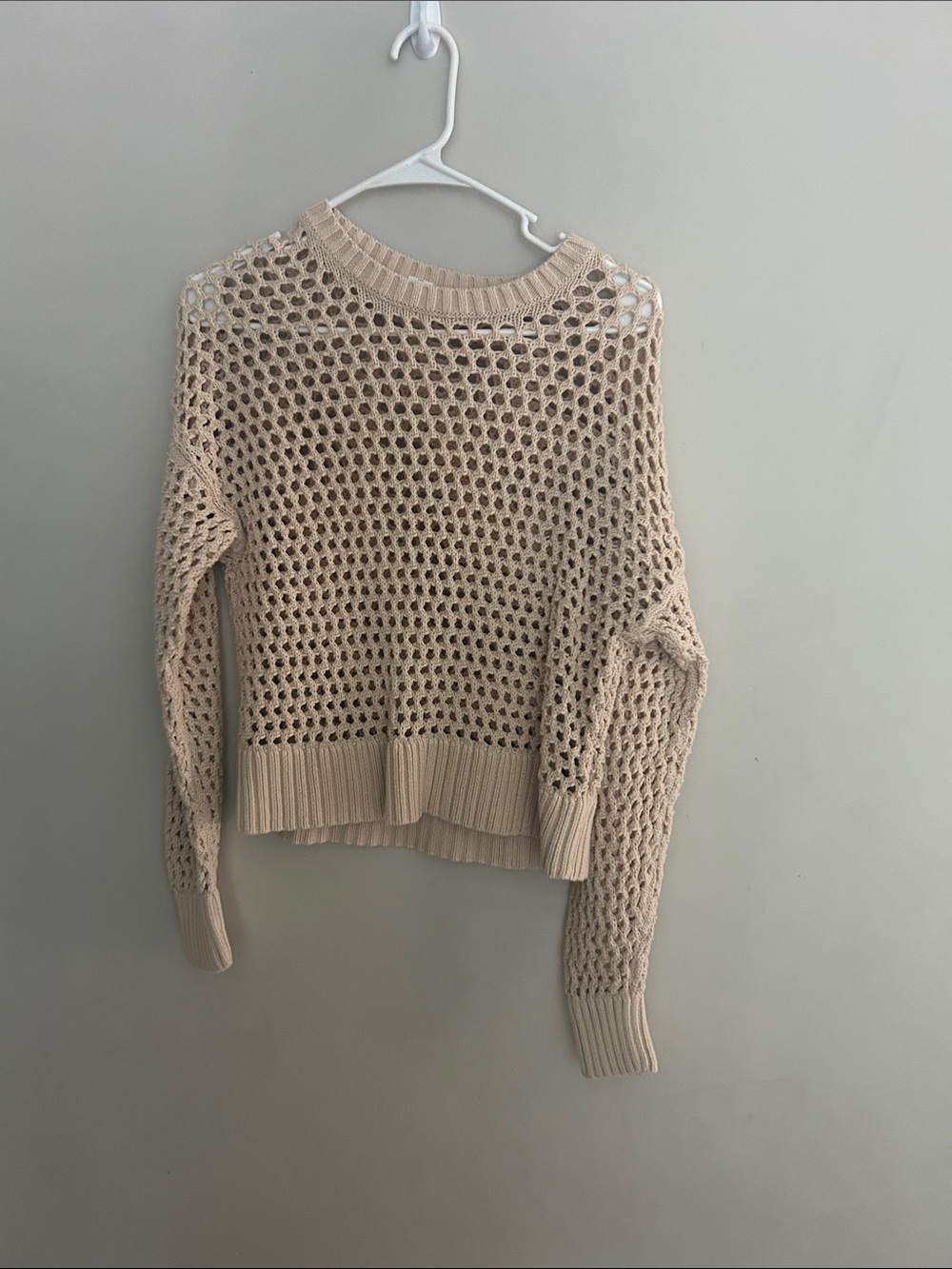 Old Navy Beige Open-Weave Crewneck Sweater